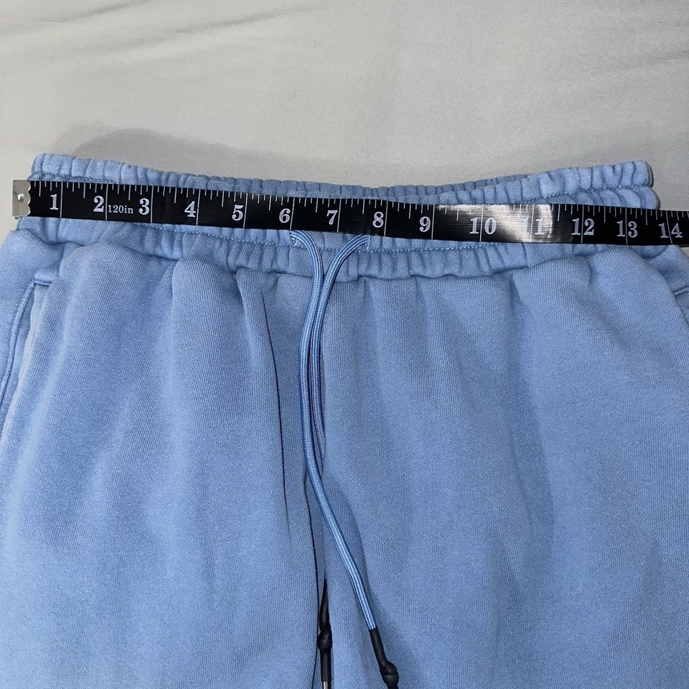 YoungLA Sweat Shorts Blue Drawstring Logo Stretch Lounge Athleisure Mens Medium - Picture 8 of 8